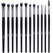 Eye Makeup Brushes 12Pcs Eyeshadow Makeup Brushes Set with Soft Synthetic Hairs & Real Longer Wood Handle for Eyeshadow, Eyelash,Eyebrow, Eyeliner, Blending, Conclear(Black)
